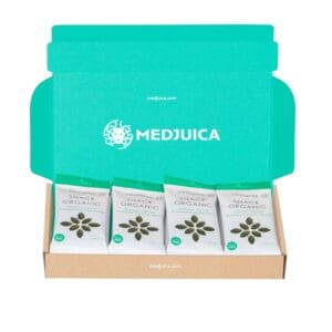 Medjuica branded box with 10 x 30g Pumpkin seed packets